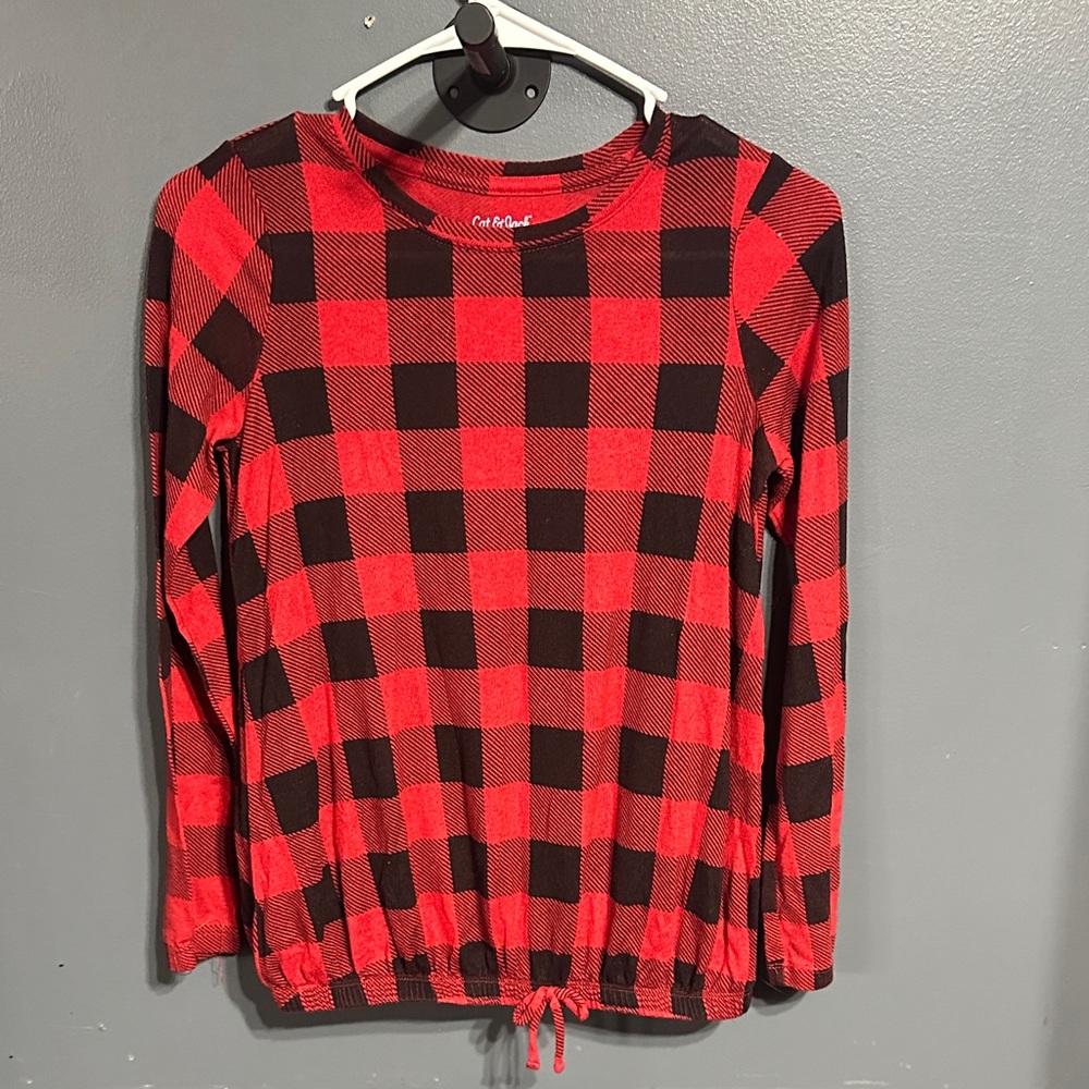 Cat & Jack Plaid Long Sleeve Tee in Red and Black